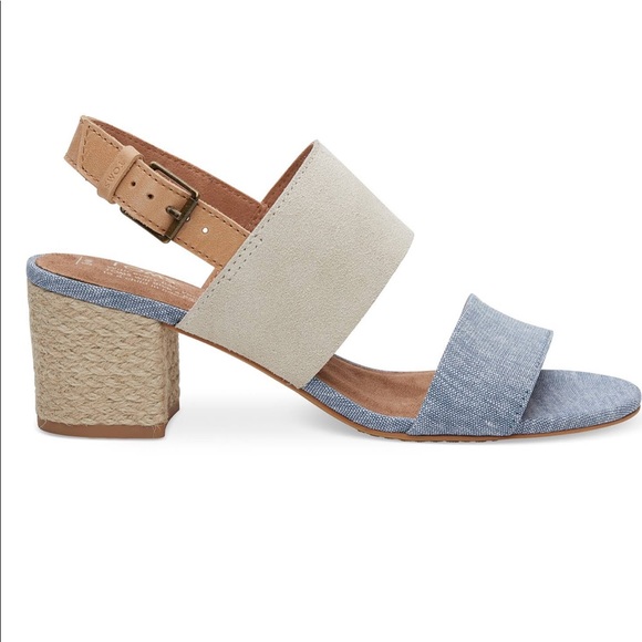 Toms Poppy Birch Suede Blue Slingback Sandal - Picture 2 of 8